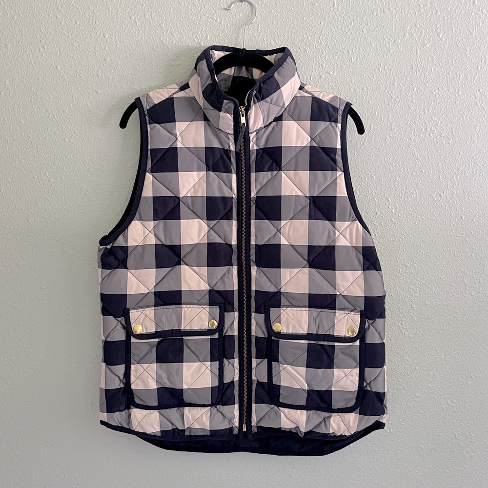 J. Crew Navy and White Puffer Vest